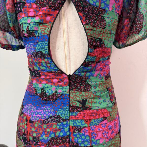 Rhode Clara Enchanted Woods Mini Dress Size 0 NWT Boho Festival Vacation Ruched - Picture 9 of 12